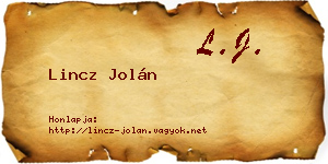 Lincz Jolán névjegykártya
